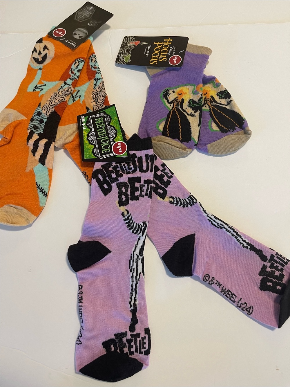 Halloween Socks Set Of 3 Size 9-11 Hocus Pocus Beetlejuice Sally Nightmare NWT